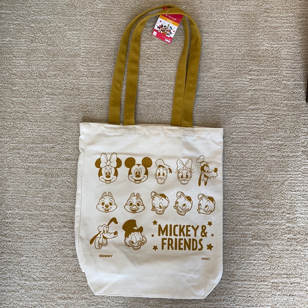 Daiso Disney Mickey & Friends Canvas Tote Bag